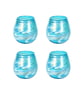 Aqua Swirl Stemless Wine Glass, Set of 4, 3" H x 3" Diam