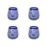 Cobalt Blue Vortex Stemless Wine Glass, Set of 4, 3" H x 3" Diam