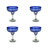 100% Recycled Mexican Artisan Handblown Glass, Cobalt Blue Vortex Margarita Glass, 14 oz, Set of 4