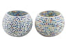 Glass Star Mosaic Tealight Candleholders (Pair), "Starry Dazzle"