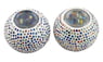 Glass Star Mosaic Tealight Candleholders (Pair), "Starry Dazzle"