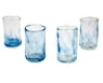 Set of 4 Mexican Clear Blue Blown Glass Mezcal Shot Glasses, "Azure Mist"