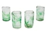 Set of 4 Clear Green Blown Glass Shot Glasses, "Jade Mist"