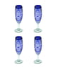 Cobalt Blue Vortex Champagne Flute, Set of 4, 9"H x 2"D