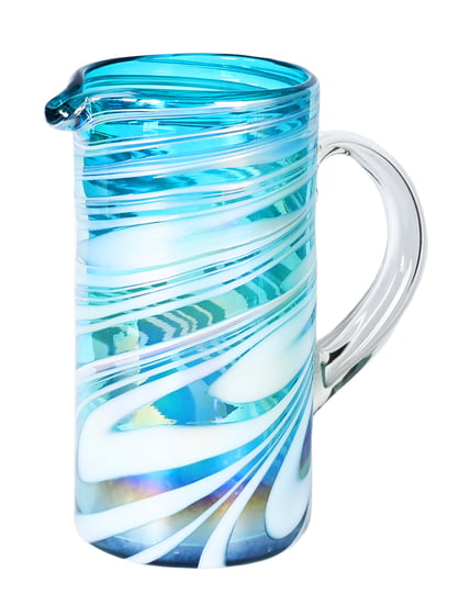 Aqua Swirl Straight Pitcher, 10" H x 5" Diam