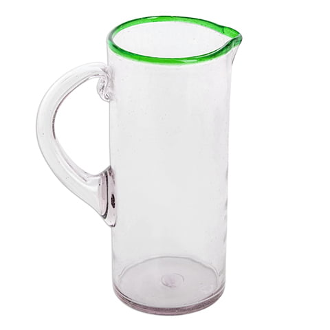 Green Rim Straight Pitcher, 10" H x 5"Diam