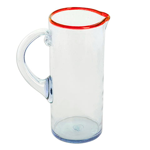 Red Rim Straight Pitcher, 10" H x 5"Diam