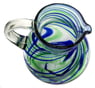 Blue and Green Swirls Hand Blown Glass Pitcher (84 oz), "Elegant Energy"