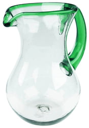 Green Rim Round Pitcher, 9" H x 5"Diam