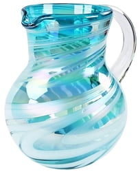 Aqua Swirl Round Pitcher, 9" H x 5"Diam