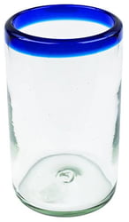 Cobalt Blue Rim Tumbler, 5" H x 3" Diam