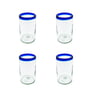 Cobalt Blue Rim Tumbler, Set of 4, 5" H x 3" Diam