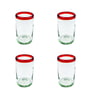 Red Rim Tumbler, Set of 4, 5" H x 3" Diam