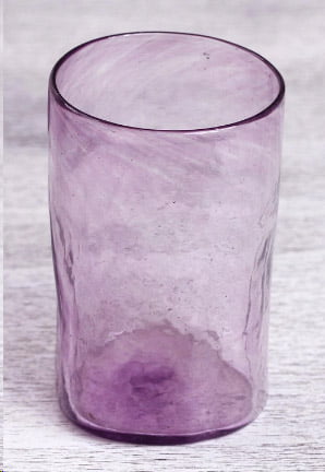 Recycled Glass Hand Blown Purple Tumblers (Set of 4), "Twilight Storm"