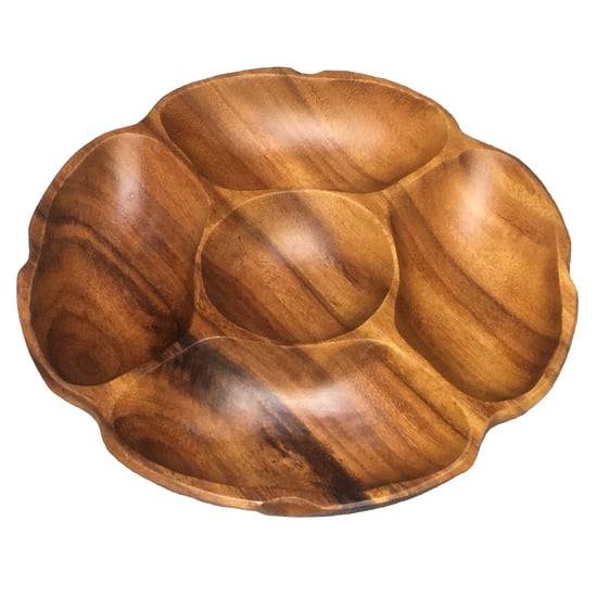 Acacia Wood Flower Tray with 5 Sections, 10" x 10" x 1.5"