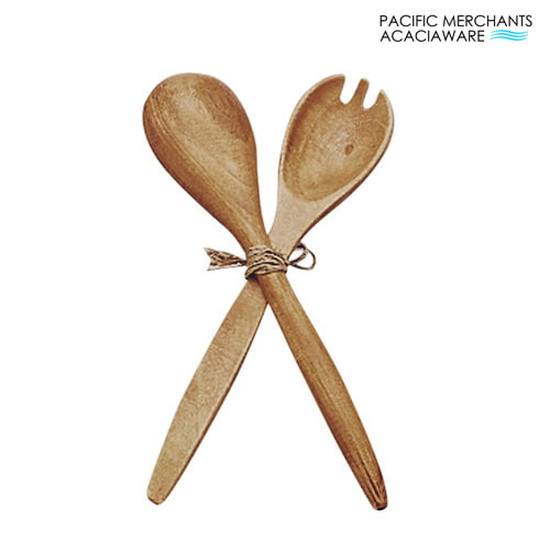 Acacia Wood Fork & Spoon Serving Set, 10"