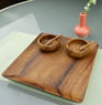 5 Piece Acacia Wood Serving Set with 12" Tray, 4" Bowls, & Spoons