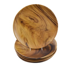 Acacia Wood 12" Round Plates. Set of 4