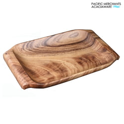 Wood Serving Trays Acacia Wood Serving Tray with Handles, 16" x 10" x 1.5"