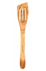 Italian Olivewood Spatulas Slotted Curved Spatula 13" Long x 2.3" Wide"